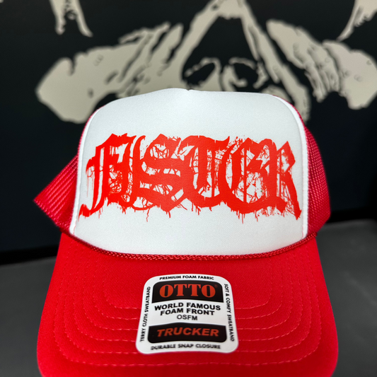 Fister - Oversized Logo Red & White Trucker Cap