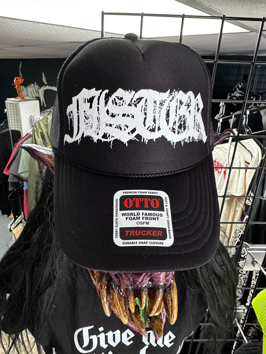 Fister - White Logo Black Trucker Cap