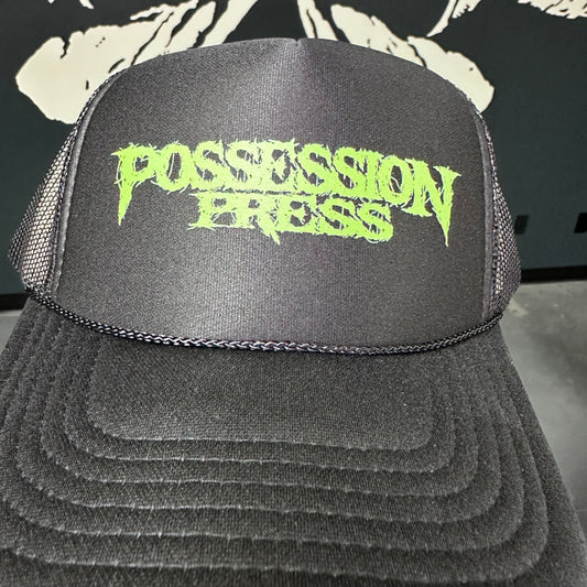 Possession Press - Black with green logo Trucker Cap