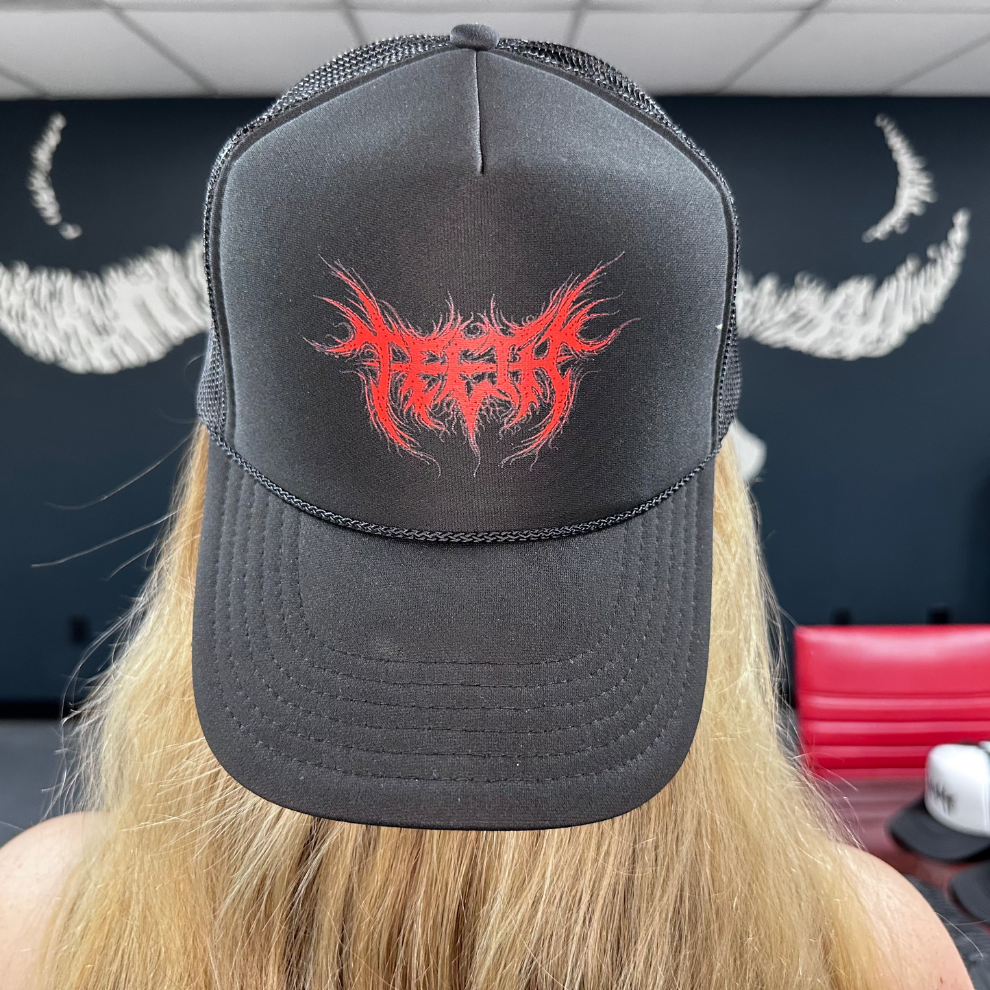 Teeth - Red Logo Black Trucker Cap