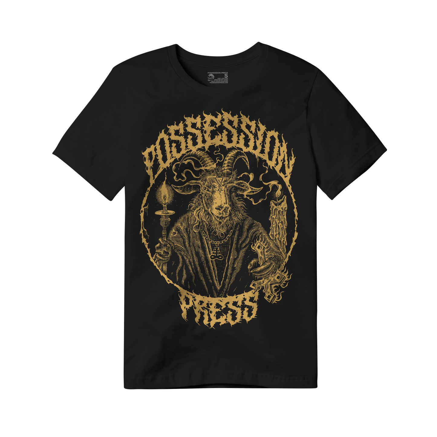 Possession Press Golden Goat - Black T Shirt