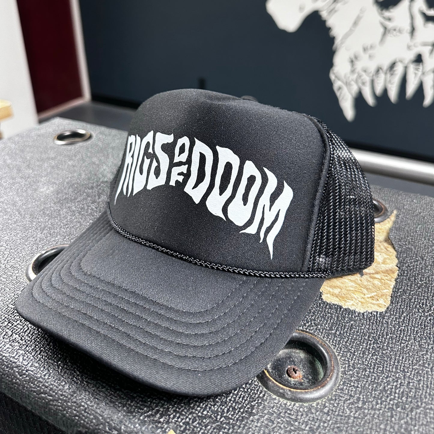 Rigs of Doom - Black Trucker Cap with White Logo