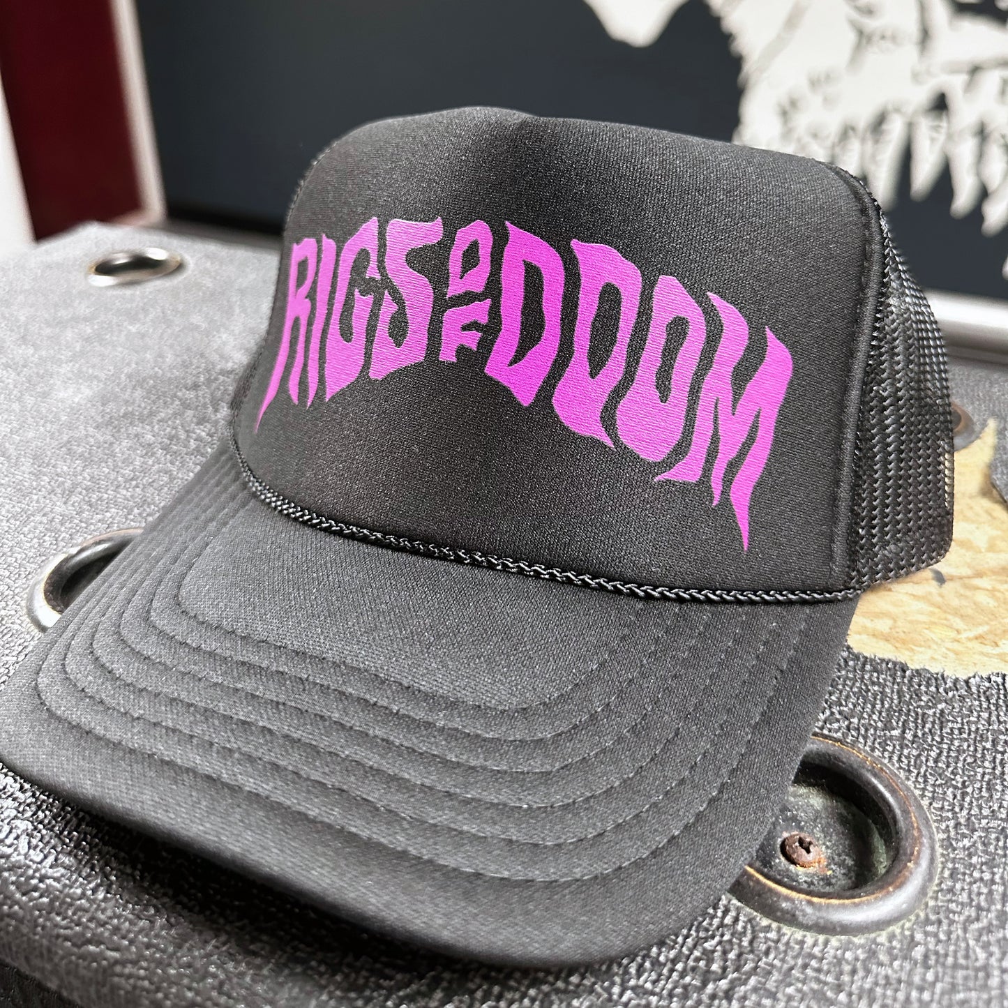 Rigs of Doom - Black Trucker Cap with Purple Logo