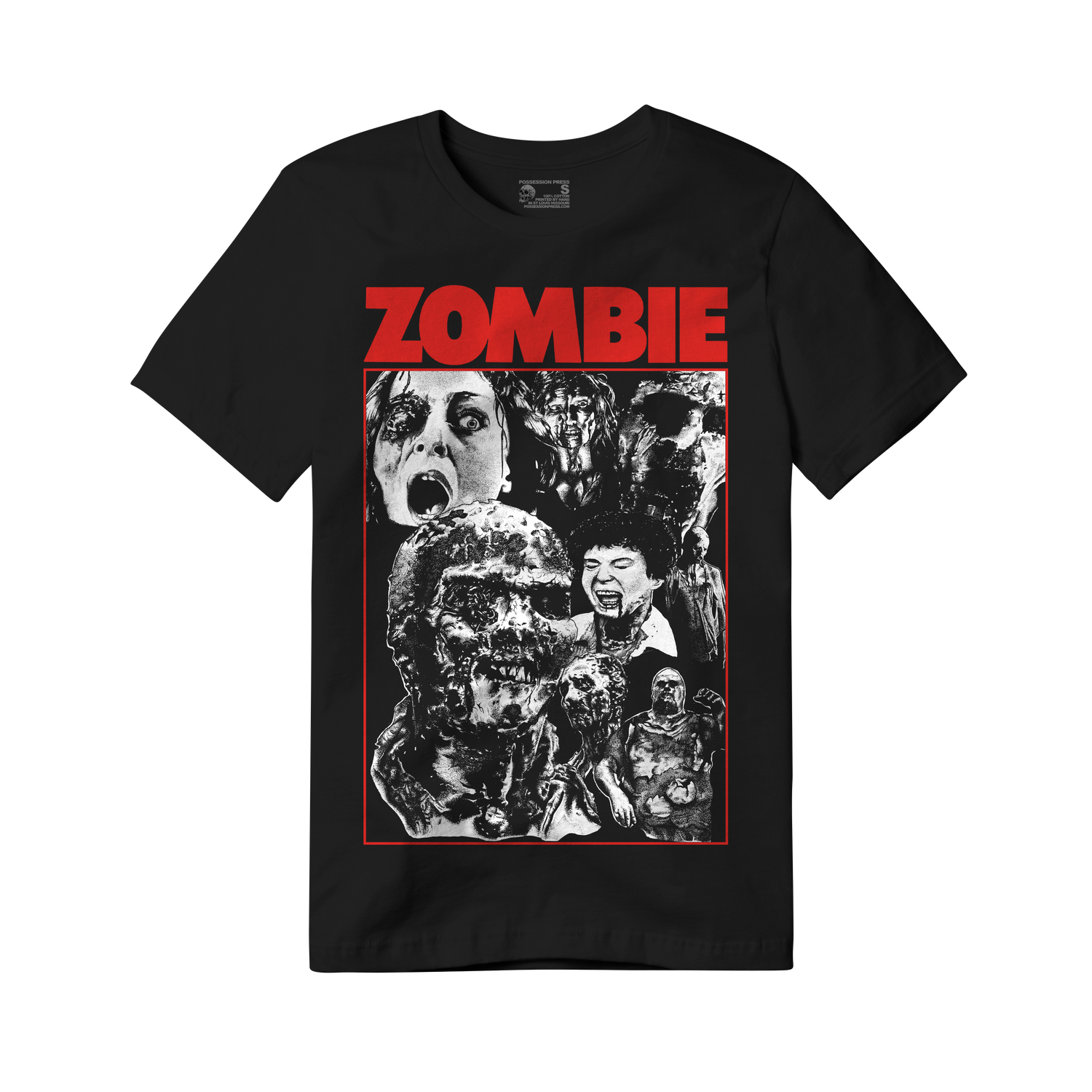 Black t-shirt with 'Zombie' graphic design